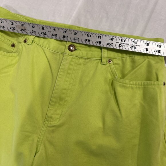 Vtg Lauren Jeans Co Womens Jean Shorts Green 12‎ Neon 90s Mom High Waist Bermuda - Picture 7 of 10